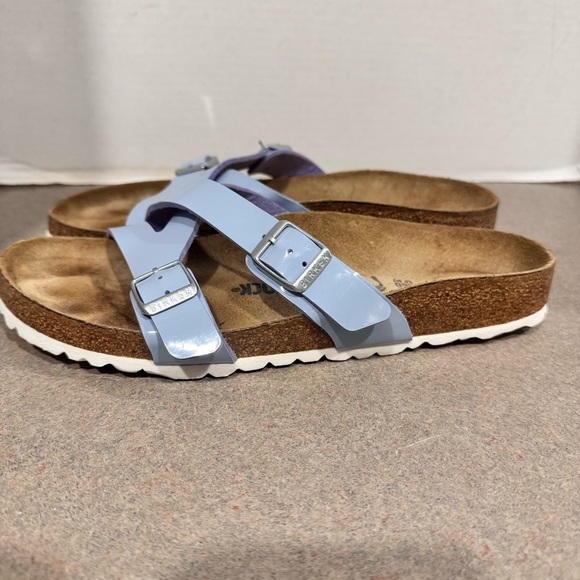 Birkenstock Women Yao Balance Size 9 Dove Blue Patent Leather Minimalist Sandals - Picture 6 of 8
